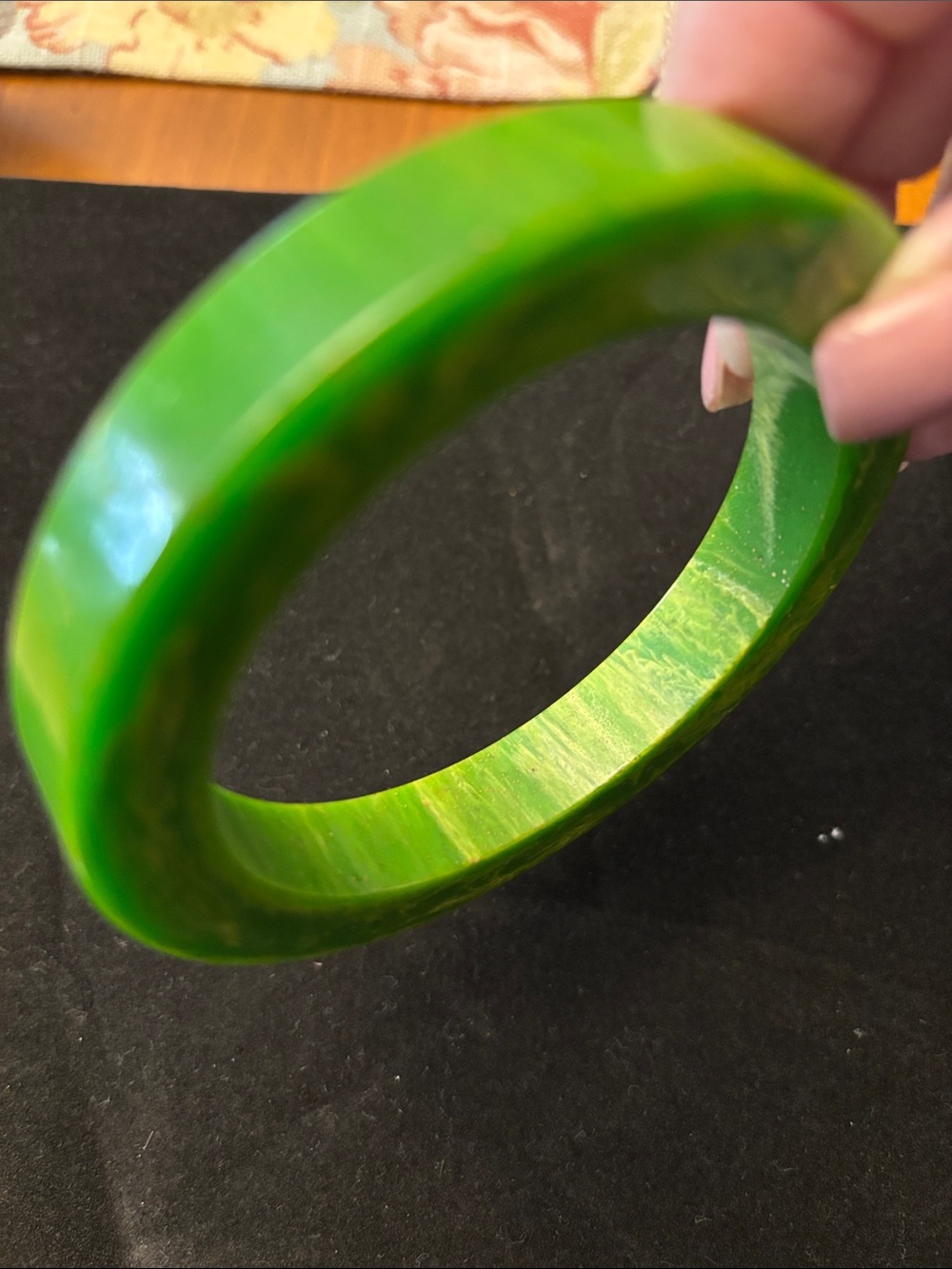Vintage - Green Marbled  Bangle Bracelet - Bakelite